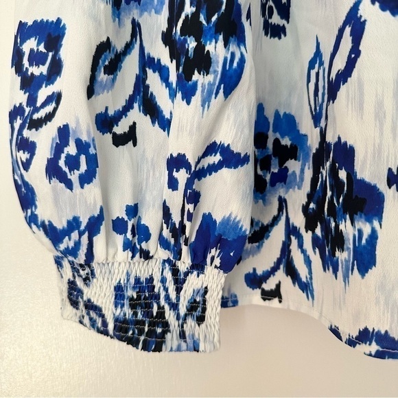 Wayward Fancies eShakti Floral Tassel Detail Blouse Womens Blue White - Picture 4 of 7